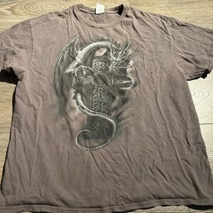 emo Y2K tribal dragon gray shirt skater